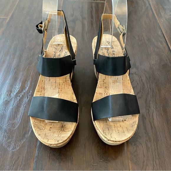 Kork-Ease Shoes - Kork-Ease The Original Women's Wedge Heeled Sandal Leather Upper Black Size 7M